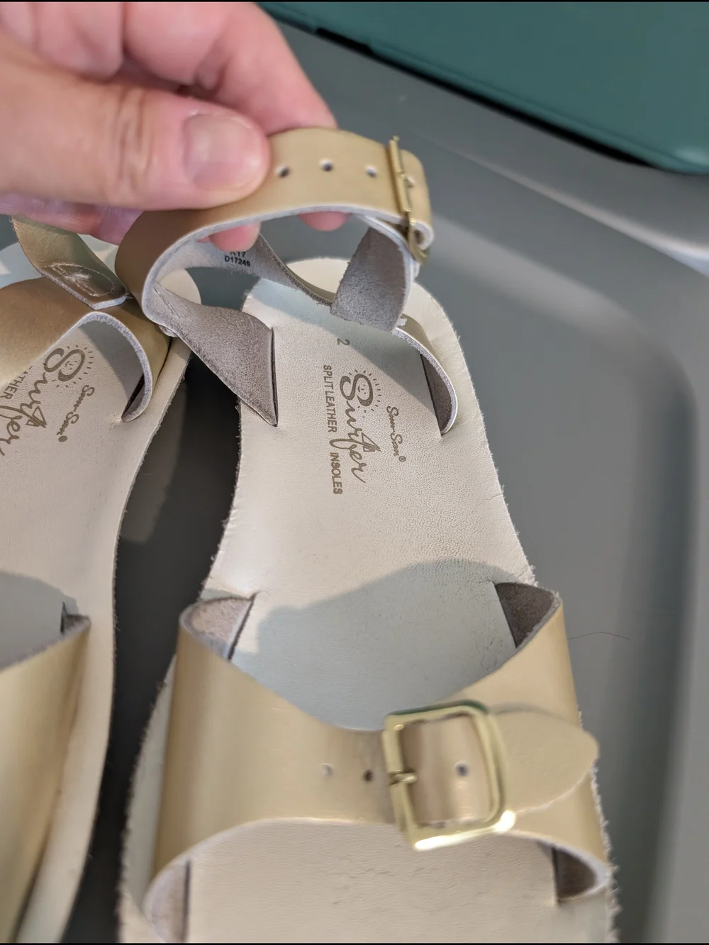Girls' Adjustable Tan Sandals with Gold Buckles